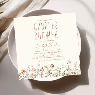 Invitation Fleur sauvage Boho moderne Couples Douche élégant