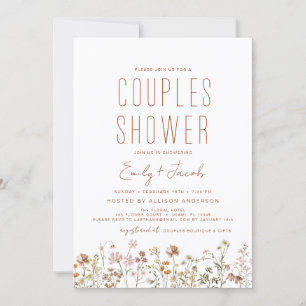 Invitation Fleur sauvage Boho moderne Couples Douche élégant