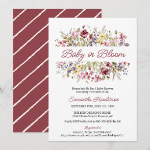 Invitation Fleur sauvage Boho Poppies Baby in Bloom Baby show