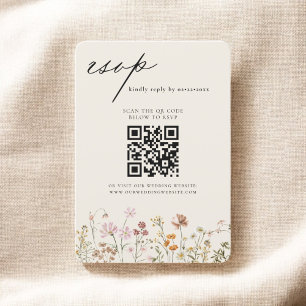 Invitation Fleur sauvage Boho QR Code Mariage RSVP