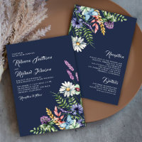 Fleur sauvage Boho tout en un Mariage bleu marine