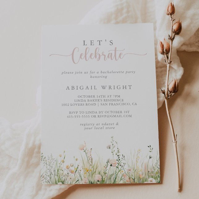 Invitation Fleur sauvage Boho verdoyant Fêtons la fête (Créateur téléchargé)
