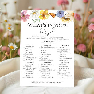 Invitation Fleur sauvage Boho What's In Your Purse Game Card