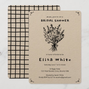 Invitation Fleur sauvage Bouquet Rustique Whimsical Fête des 