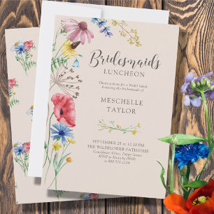 Invitation Fleur sauvage Bridesmaitres Luncheon Pays Floral