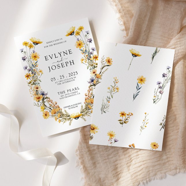 Invitation Fleur sauvage brillant coloré Mariage de couronne  (Créateur téléchargé)