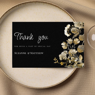 Invitation Fleur sauvage brun ivoire hiver Merci