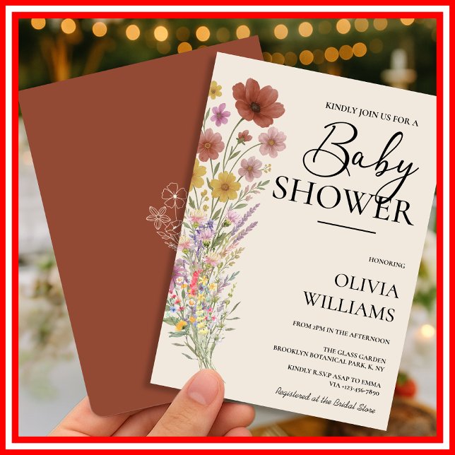 Invitation Fleur sauvage Burnt Orange Baby shower Boho (Créateur téléchargé)