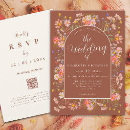 Invitation Fleur sauvage Burnt Orange Terracotta Mariage de a