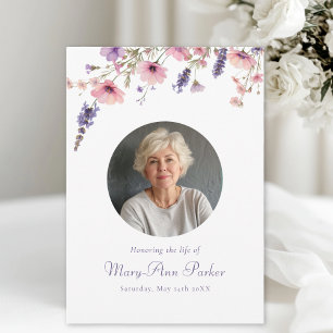 Invitation Fleur sauvage "Célébration de la vie" Photo Funéra