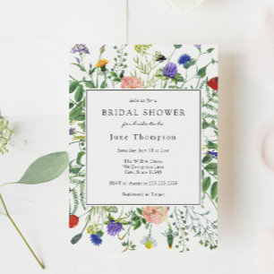 Invitation Fleur sauvage champs et bourdonnement des abeilles