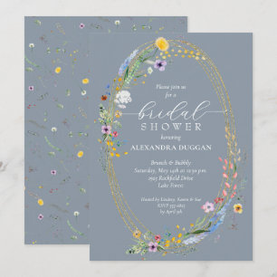Invitation Fleur sauvage chic Wreath Dusty Fête des mariées b