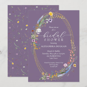 Invitation Fleur sauvage Chic Wreath Purple Fête des mariées