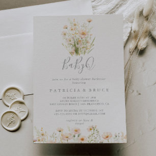 Invitation Fleur sauvage classique BabyQ Baby shower Barbecue
