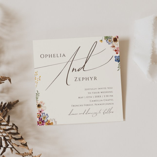 Invitation Fleur sauvage coloré | Mariage Carré de jardin bei (Créateur téléchargé)