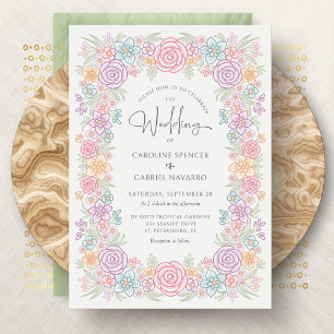 Invitation Fleur sauvage coloré Mariage d'été du printemps