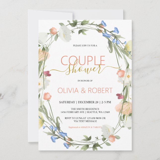 Invitation fleur sauvage Couple Shower (Devant)