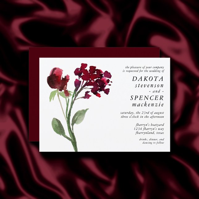 Invitation Fleur sauvage | Crimson Rouge Bohemian Flowers Mar (Créateur téléchargé)