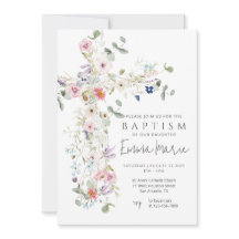 Invitation fleur sauvage Cross Baptism