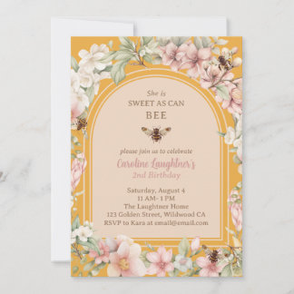 Invitation Fleur sauvage d'abeilles de printemps Deuxième ann