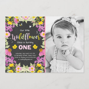 Invitation Fleur sauvage d'anniversaire Floral Gir