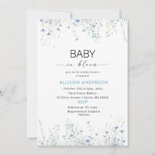 Invitation Fleur sauvage d'aquarelle bébé dans le Baby shower