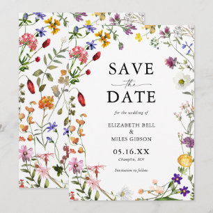 Invitation Fleur sauvage d'aquarelle mariage Enregistrer la d