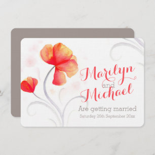 Invitation Fleur sauvage d'aquarelle orange