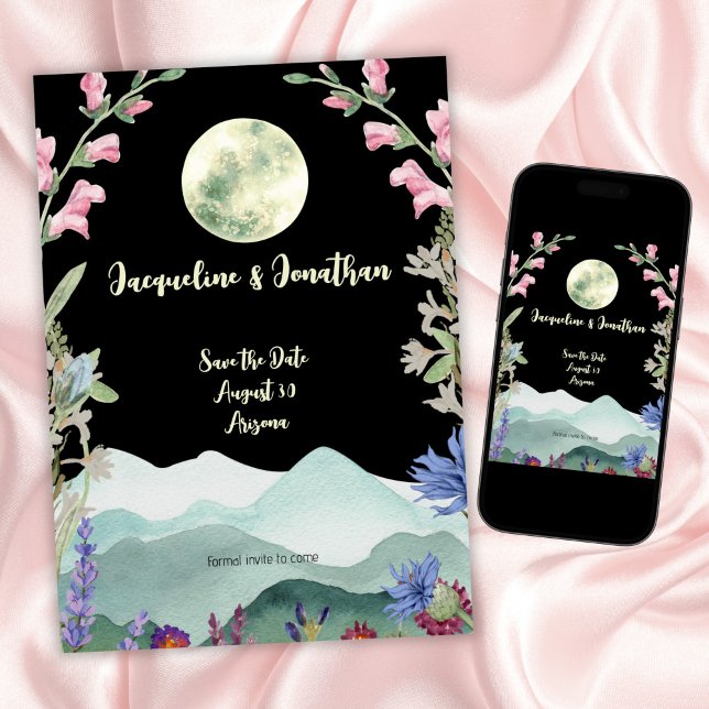 Invitation Fleur sauvage D'Aquarelle Personnalisé Lune Enregi (Créateur téléchargé)
