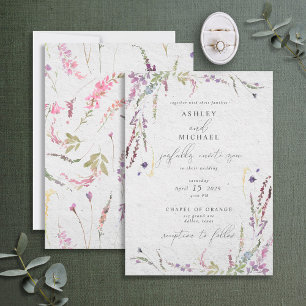 Invitation Fleur sauvage d'aquarelle romatique Mariage de cal
