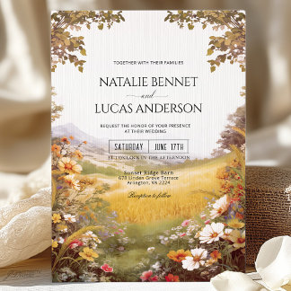 Invitation Fleur sauvage d'aquarelle rustique Meadow Mariage