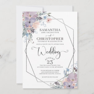 Invitation Fleur sauvage d'aquarelle violet Mariage floral