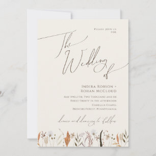 Invitation Fleur sauvage d'automne Boho Beige Le Mariage De