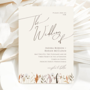 Invitation Fleur sauvage d'automne Boho   Beige Le Mariage De