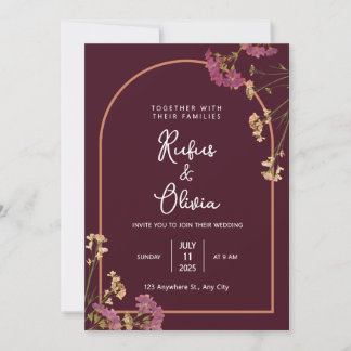 Invitation Fleur sauvage d'automne Boho | Mariage botanique