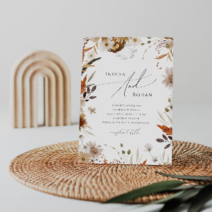 Invitation Fleur sauvage d'automne Boho   MARIAGE DÉCONTRACTÉ