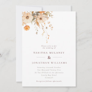 Invitation Fleur sauvage d'automne simple Mariage orange