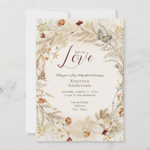 Invitation Fleur sauvage d'automne tout en un Baby shower