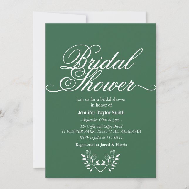 Invitation fleur sauvage de calligraphie simple et chic Fête  (Devant)