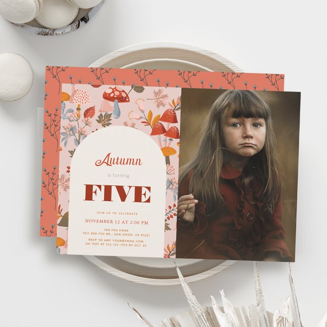 Invitation Fleur sauvage de champignons d'automne Anniversair (Créateur téléchargé)