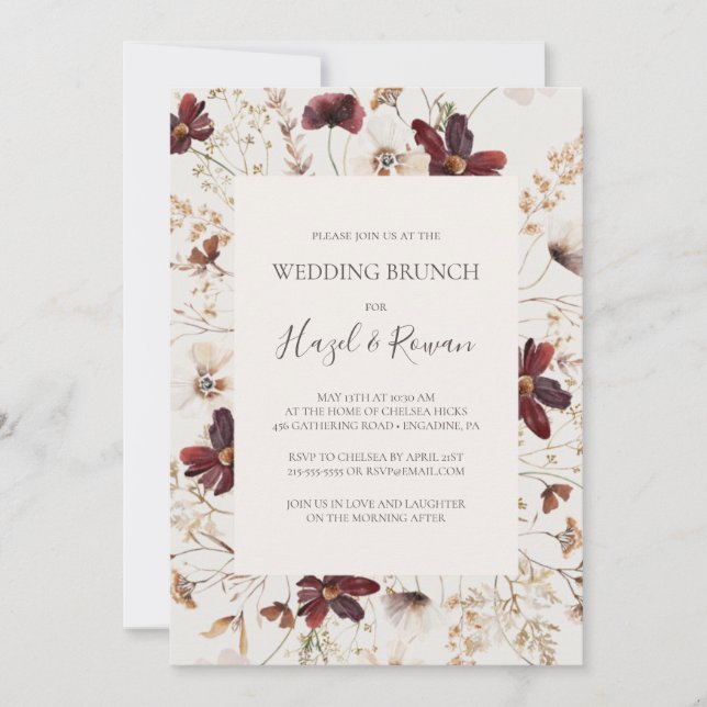 Invitation Fleur sauvage de Cuivre Bourgogne | Brunch Mariage (Devant)