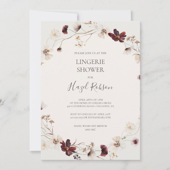 Invitation Fleur sauvage de Cuivre Bourgogne | Douche en ling (Devant)