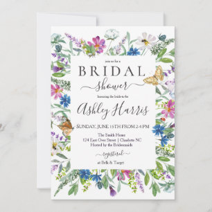 Invitation fleur sauvage de douche nuptiale