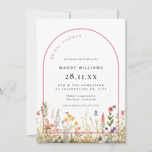 Invitation Fleur sauvage de douche nuptiale Arch (Devant)