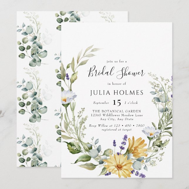 Invitation Fleur sauvage de fleurs | Floral de prairie | FÊTE (Devant / Derrière)