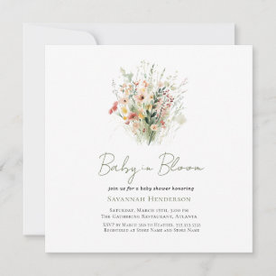 Invitation Fleur sauvage de jardin bébé dans le Baby shower e