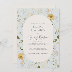 Invitation Fleur sauvage de printemps   Bleu clair Tea Party