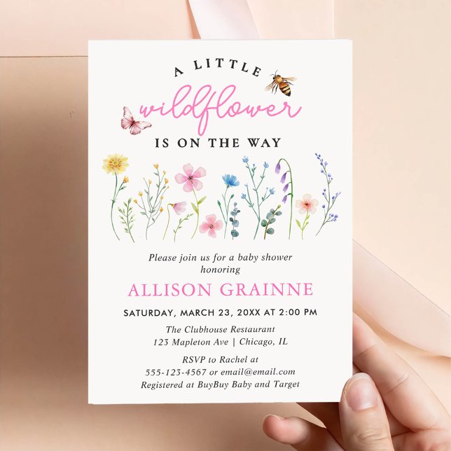 Invitation Fleur sauvage de printemps Boho Floral Girl Baby s (Créateur téléchargé)