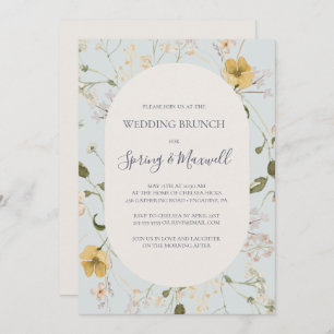 Invitation Fleur sauvage de printemps   Brunch Mariage bleu c