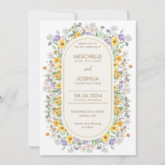 Invitation Fleur sauvage de printemps coloré, Mariage de fleu